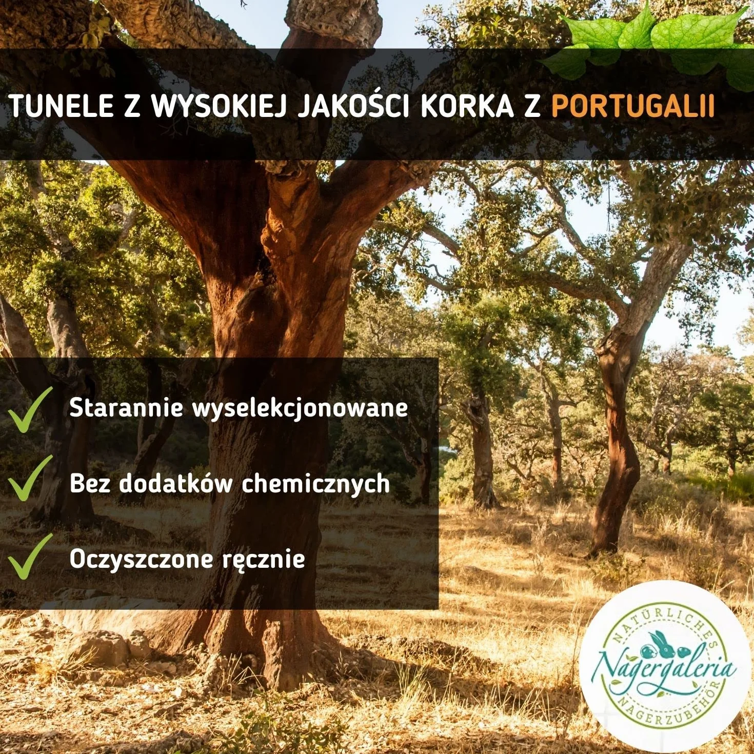 Korek tunel do terrarium naturalny - dla gryzoni i gadów dekoracja do terrarium 20x15cm