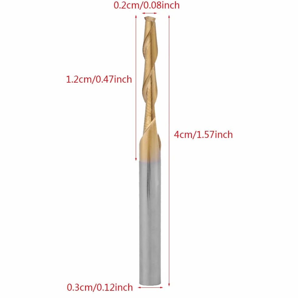 Frez trzpieniowy z twardego metalu tytanowego 3,175 mm 2 mm zestaw 10 szt.