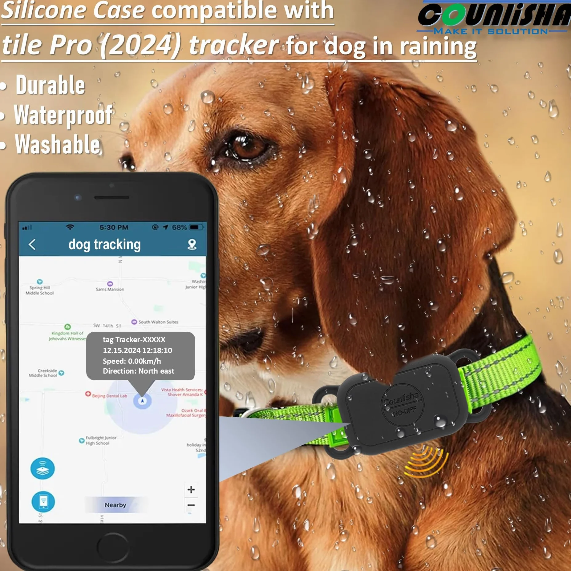Silikonowy uchwyt na szyję Tile Pro (2024) do obroży psa, wąska, trwała zawieszka Life360 Pro Tracker dla kotów, wodoodporny pokrywy