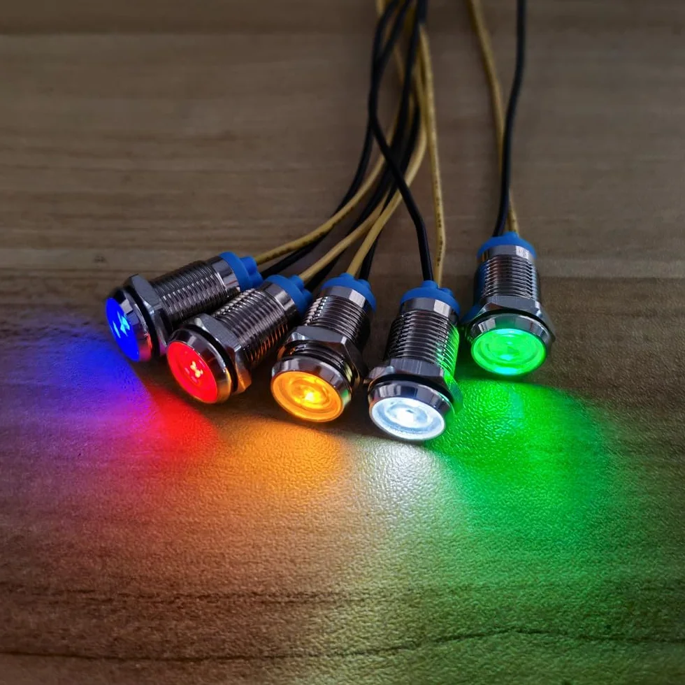 Gebildet 5 Sztuk 10mm 230V Ac Led Metalowy Wskaźnik Świetlny Wodoodporna Lampka Sygnalizacyjna (Zielona)