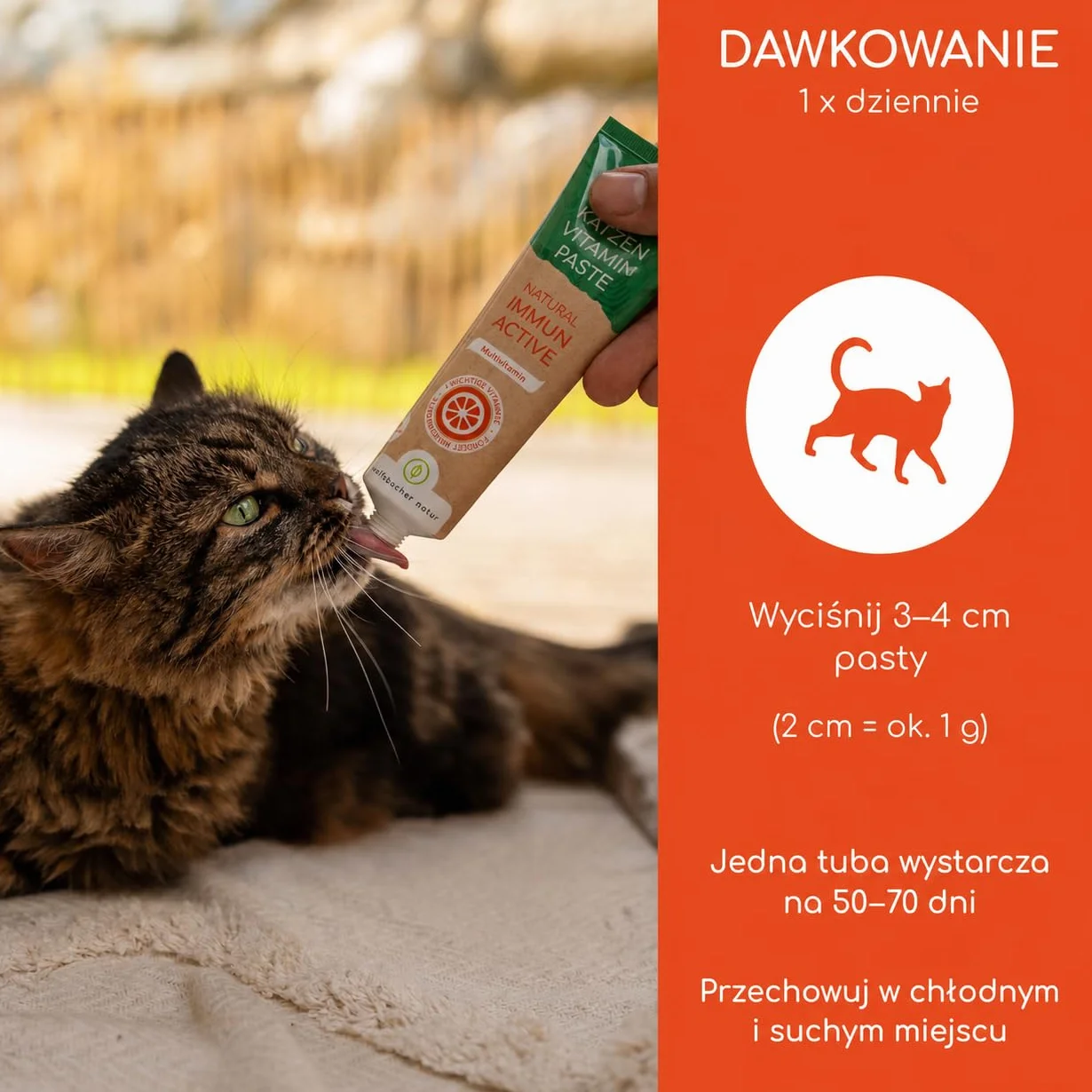 Pasta witaminowa dla kotów – multivitaminy z 7 ważnymi witaminami i tauryną – wzmacnia odporność i system immunologiczny – naturalna przekąska dla kota 100g