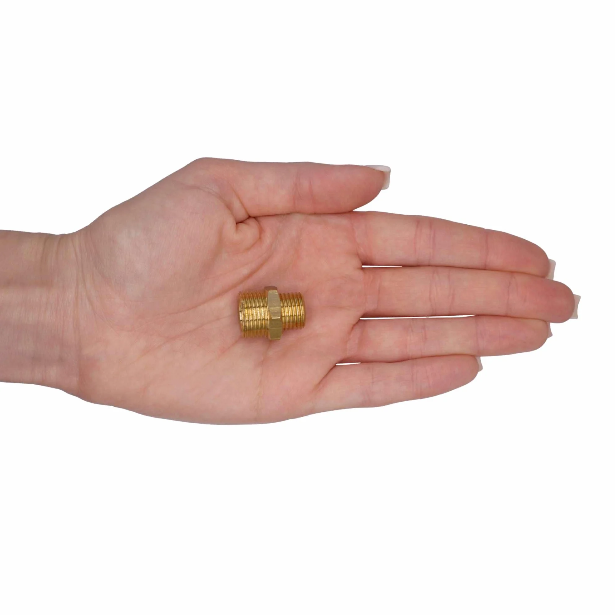 SKIR'CO (2 szt.) Mosiężna sześciokątna złączka redukcyjna 3/8" x 1/4" gwint zewnętrzny, mosiężna złączka rurowa, gwint męski BSP