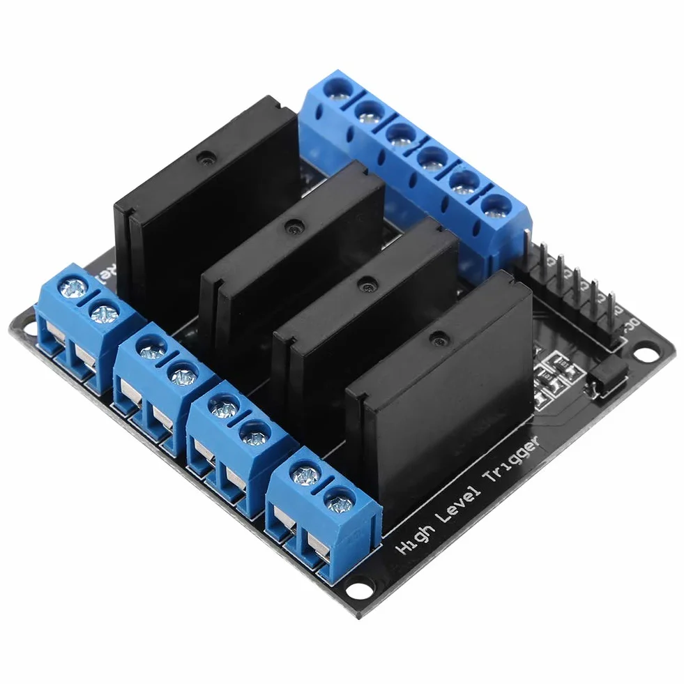 Moduł przekaźnika półprzewodnikowego 4-kanałowy SSR DC AC 5V High Level Trigger