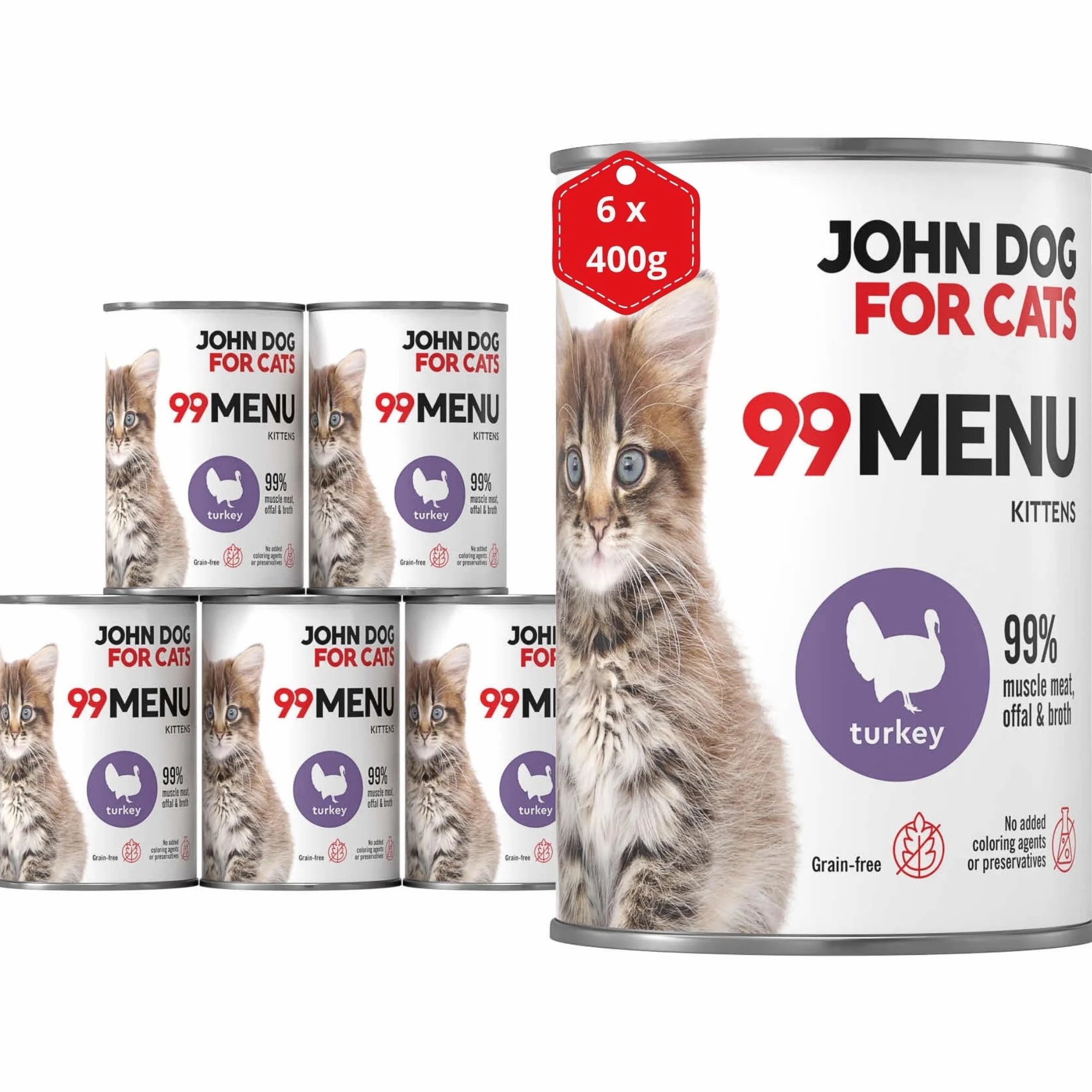 JOHN DOG KARMA MOKRA for Cats 99 MENU KOCIAK INDYK 400g*6