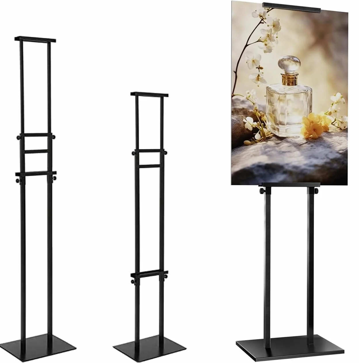 Stojak na plakaty metalowy regulowany dwustronny wysokość 200 cm