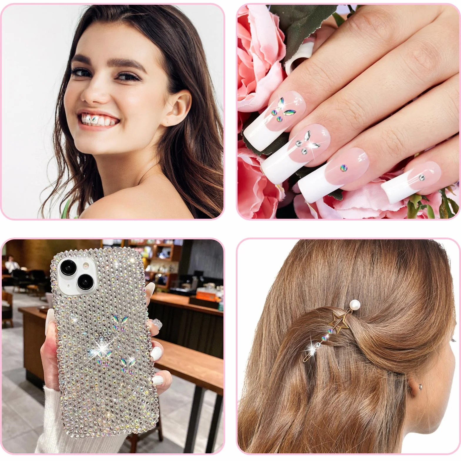 Genialne zęby Brokat Zęby Zestaw Brokatów Ząb Ząb Tooth Gems Zestaw Brokatów DIY Zęby Klejnoty Zęby Brokat Zęby Zestaw Połysków Do Połysków Klejnotów Z 1445 szt. Gem Tooth Gem
