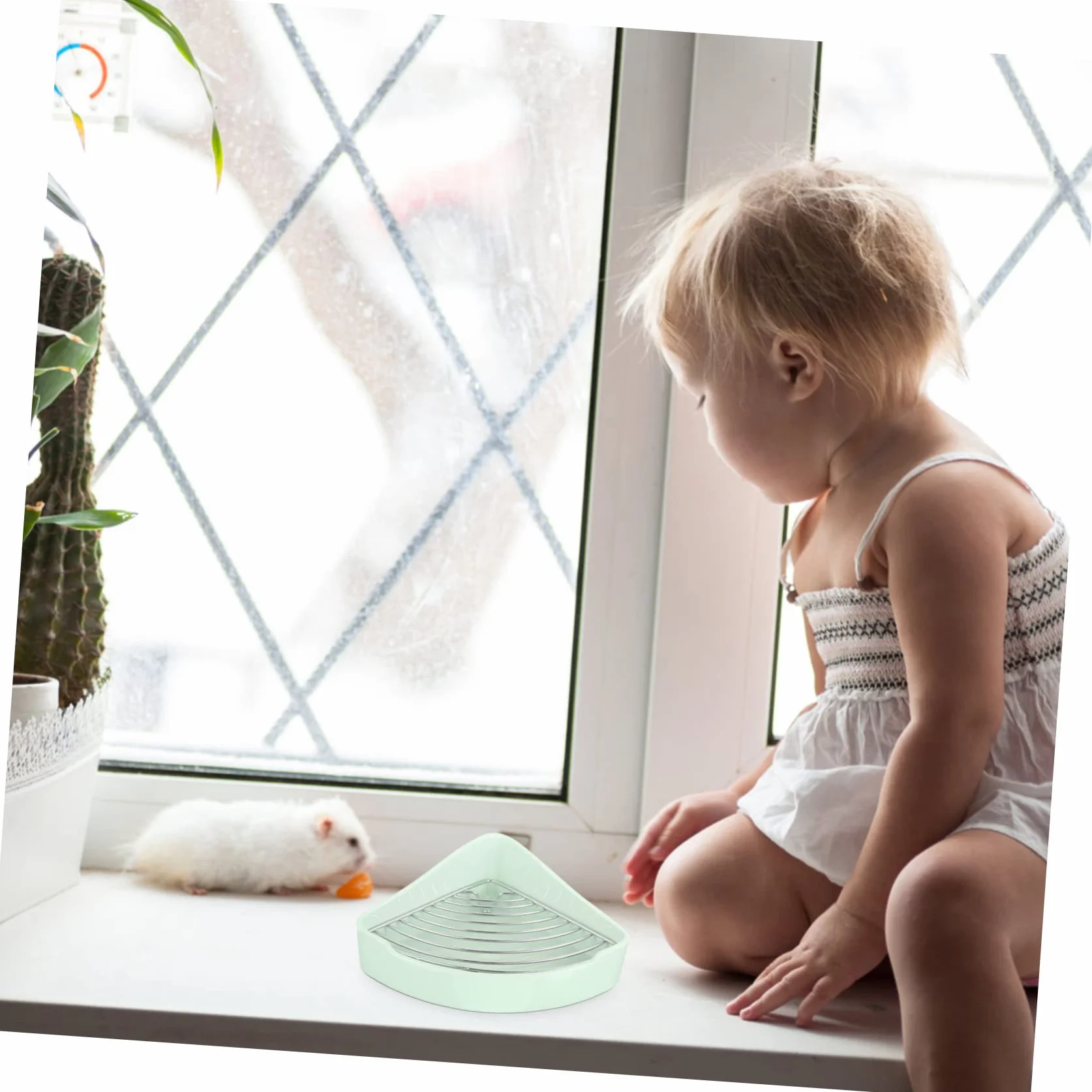 Happyyami Ceramiczny Kącik Toaletowy Dla Małych Zwierząt Trójkątny Przenośny Odporny Przewracanie Idealny Dla Królików Świnek Morskich i Jeży Łatwy Czyszczeniu Zapewnia Czystość