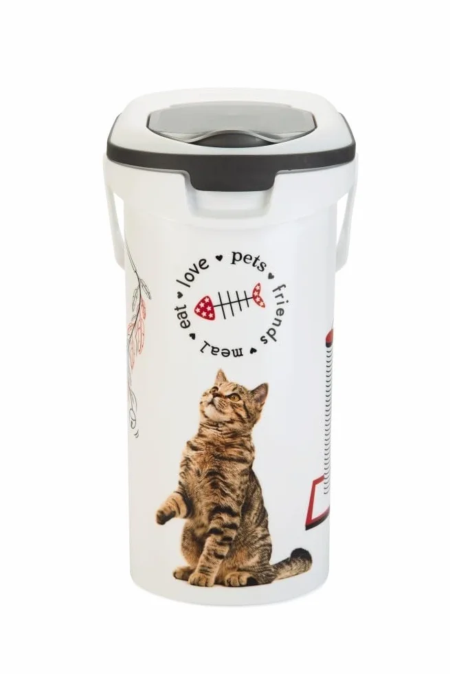 Curver Pojemnik na karmę 4 kg I 10 l, biały/szary/Love Pets koty, 1 sztuka (1 opakowanie), 241098
