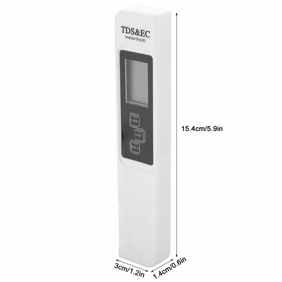 Cyfrowy Miernik TDS EC Tester Wody 3 w 1 0-9990ppm 0-9990us/cm 0°C-80°C