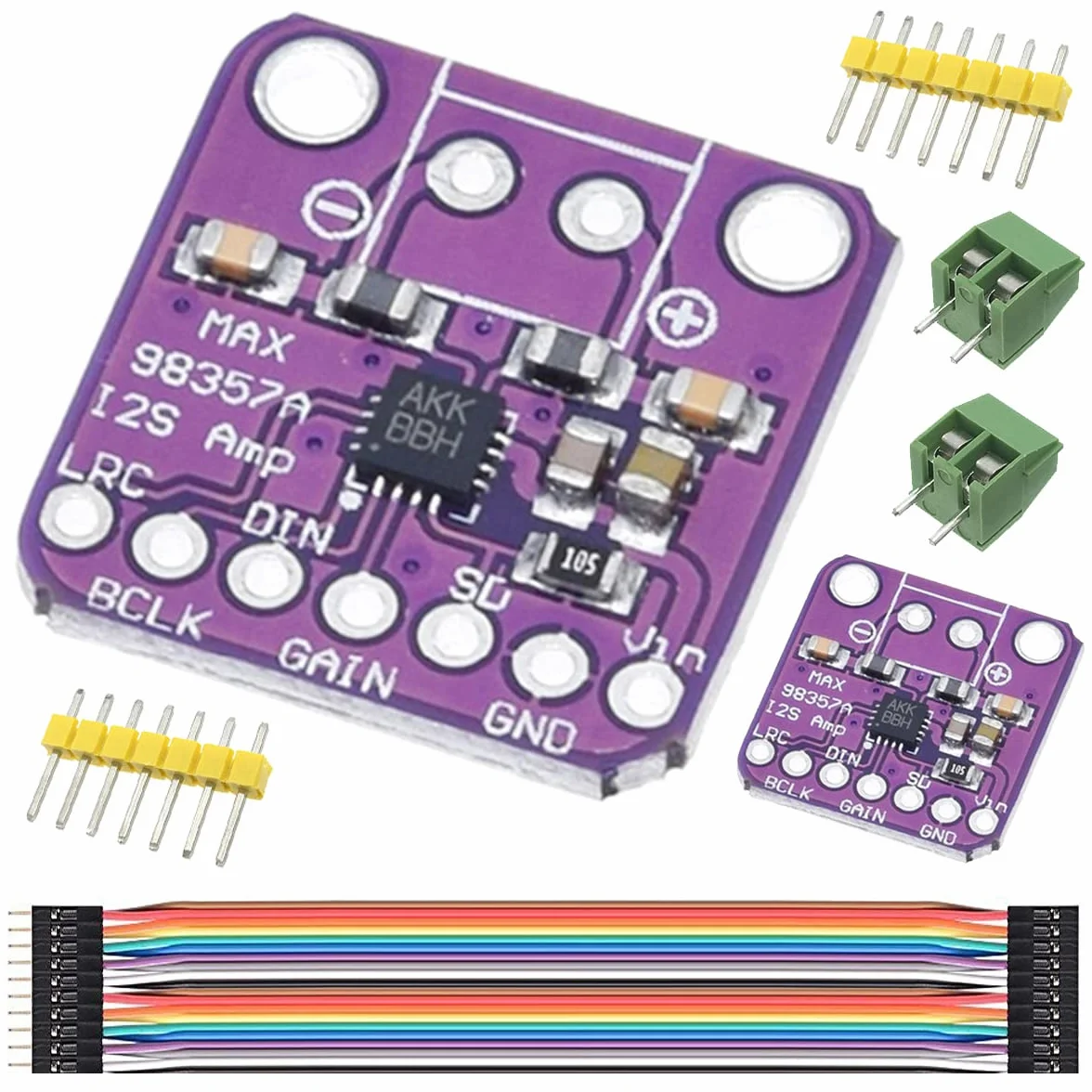 2 szt. MAX98357 I2S moduł wzmacniacza audio klasy D interfejs przerwy płyta dekodera DAC dla Arduino z kablem Dupont