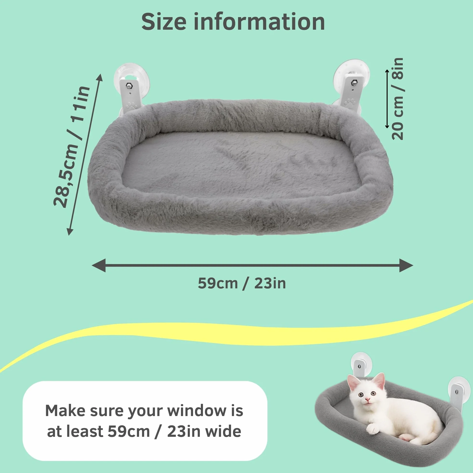 Leżak okienny dla kotów – stabilny leżak okienny dla kotów z poduszką nadającą się do prania | wygodny hamak na okna do 18 kg | oszczędzające miejsce legowisko dla kota i akcesoria