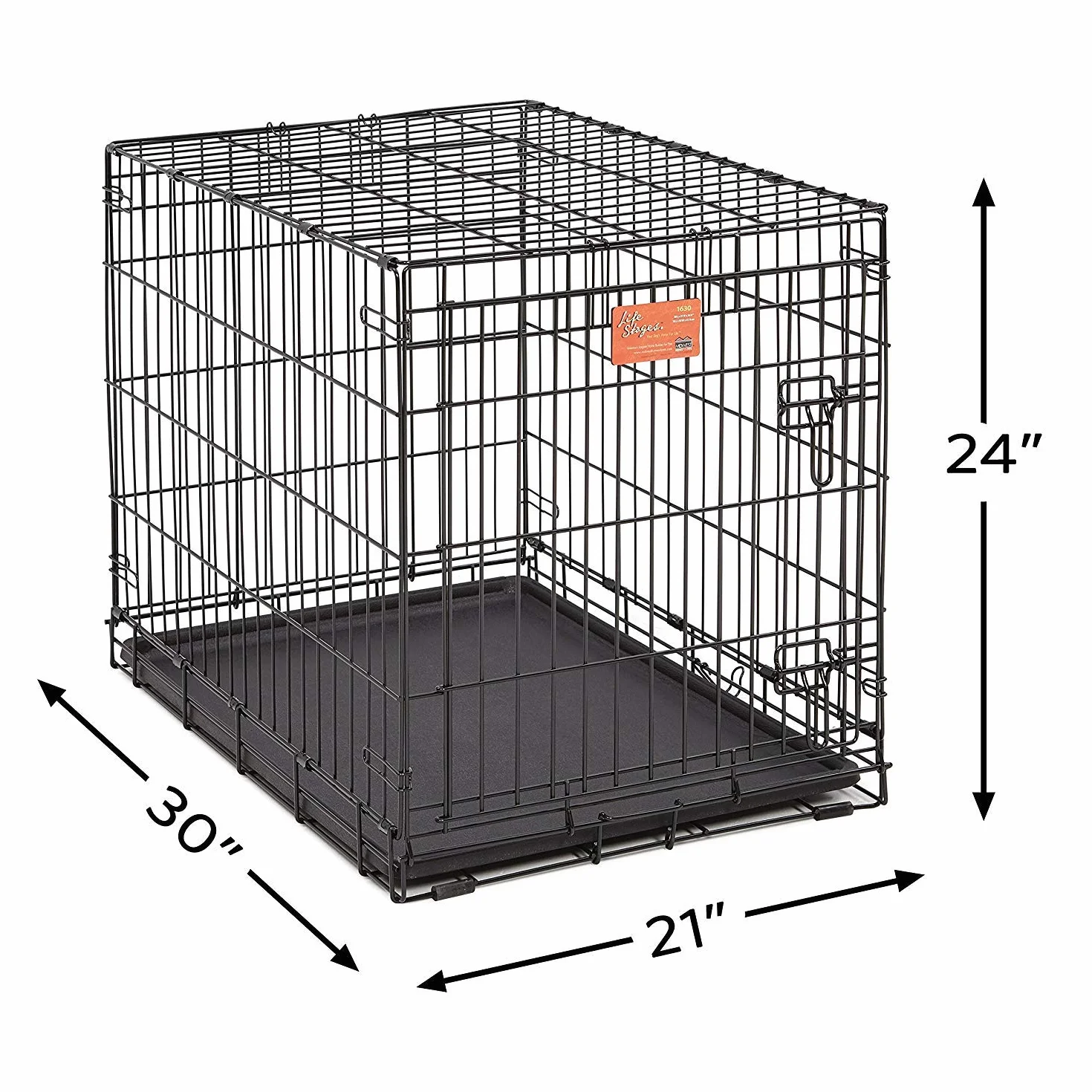 MidWest Homes for Pets Medium LifeStages Pojedyncze drzwi 76 cm składana skrzynia dla psa, zwiększone bezpieczeństwo, zawiera szczelną patelnię, przegrodę, uchwyt, gumowe nóżki