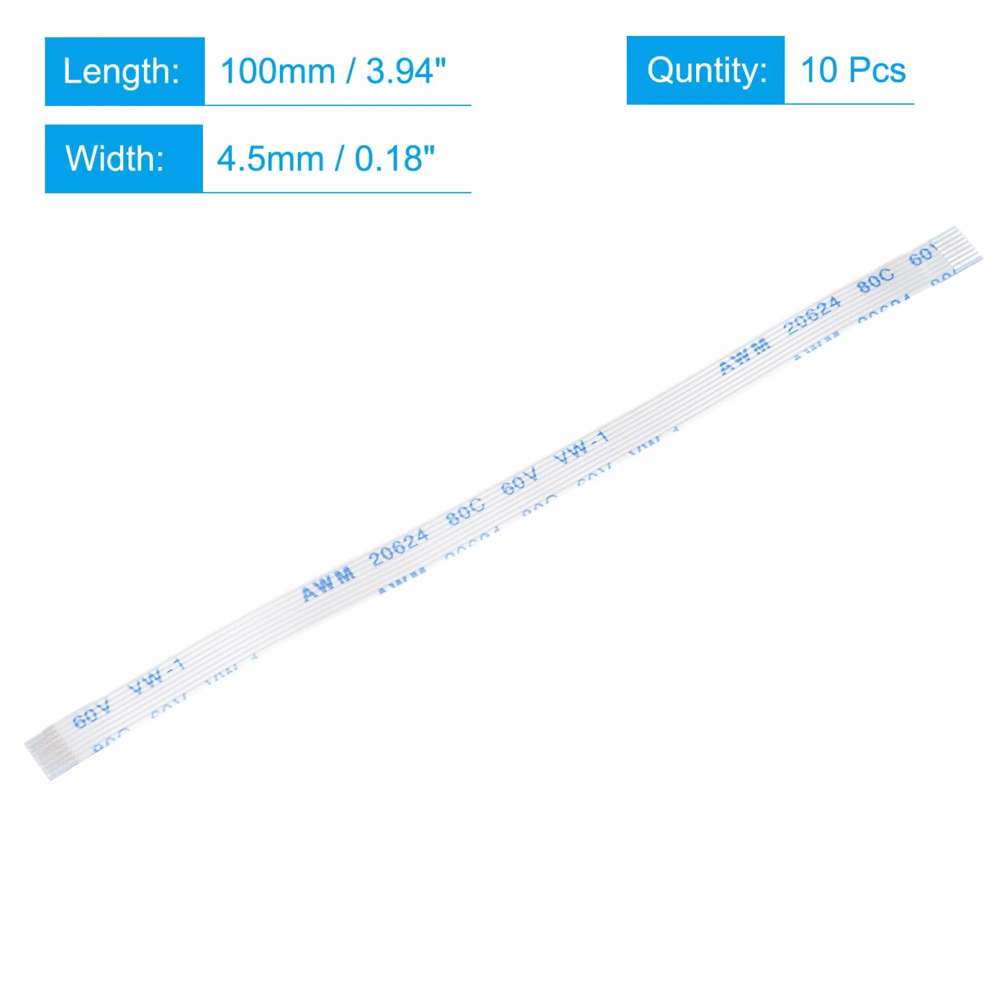 sourcing map Zestaw 10 kabli FFC FPC 8 pinów 0,5 mm 100 mm typ A do drukarki LCD 3D