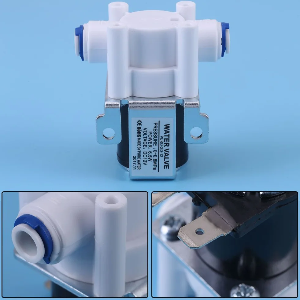 Zawór wodny ， Zawór wodny DC 12V 1/4 cala Szybkozłączka Elektrozawór wlotu wody Szybkozłączka Elektrozawór wody Normalnie zamknięty ， 0-0,8Mpa ， 6,5W