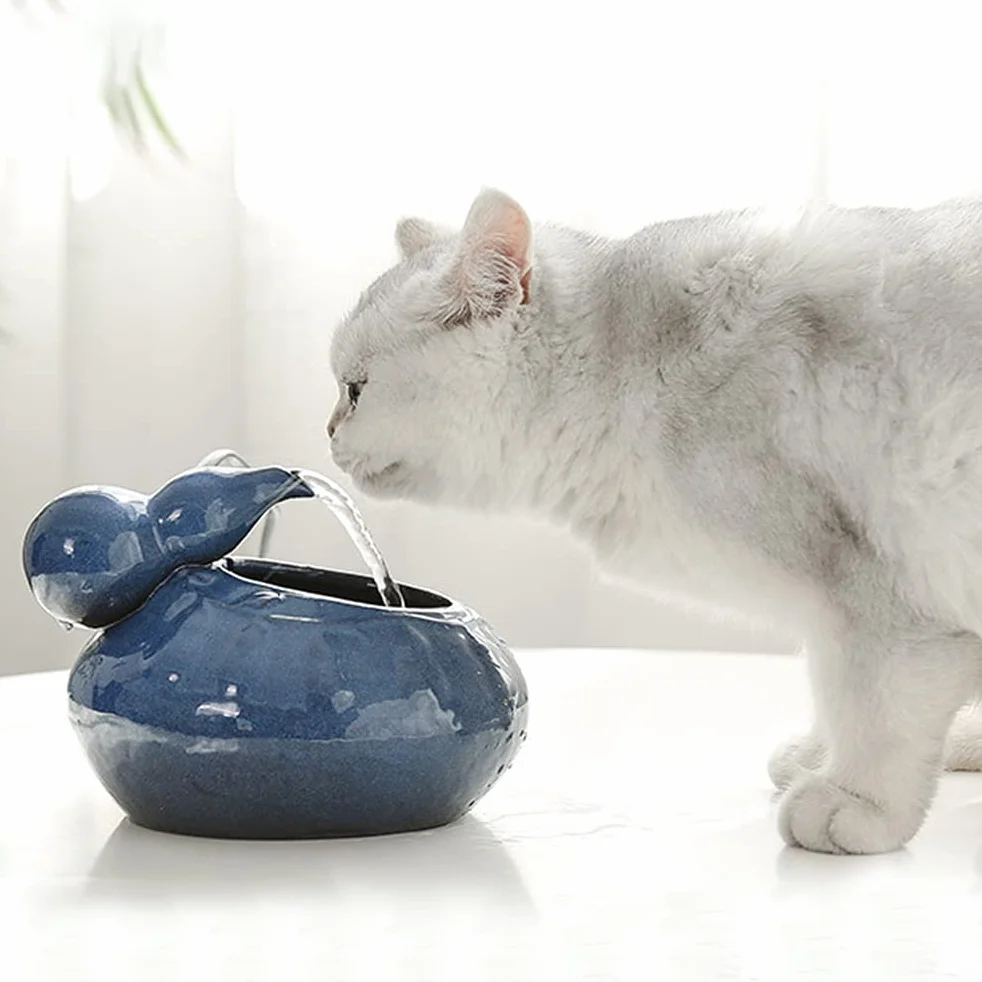 Fontanna dla kotów, ceramiczna, automatyczny dozownik świeżej wody, super cicha, fontanna do picia dla zwierząt domowych