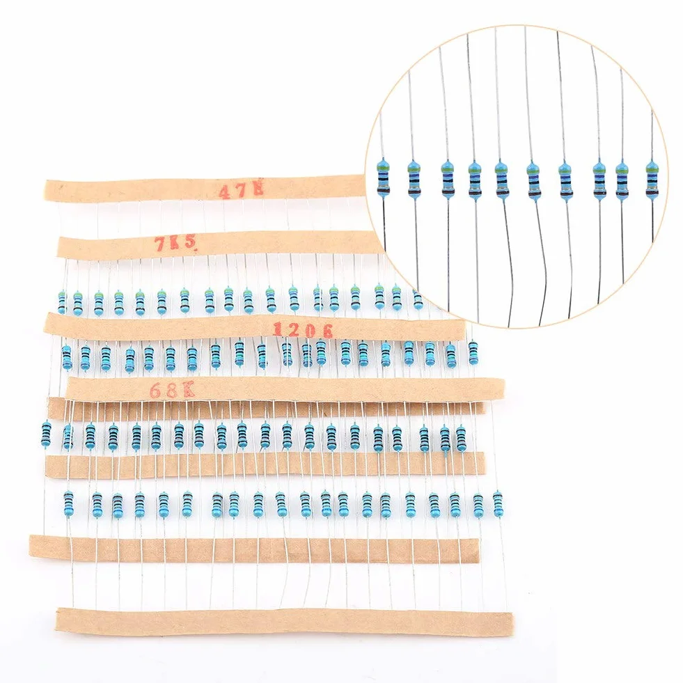 1280 stücke 1 / 4W Widerstand Kit Sortiment, 64 Werte ohm Metallschichtwiderstände Sortiment Komponenten Kit Set 1-10 Mt