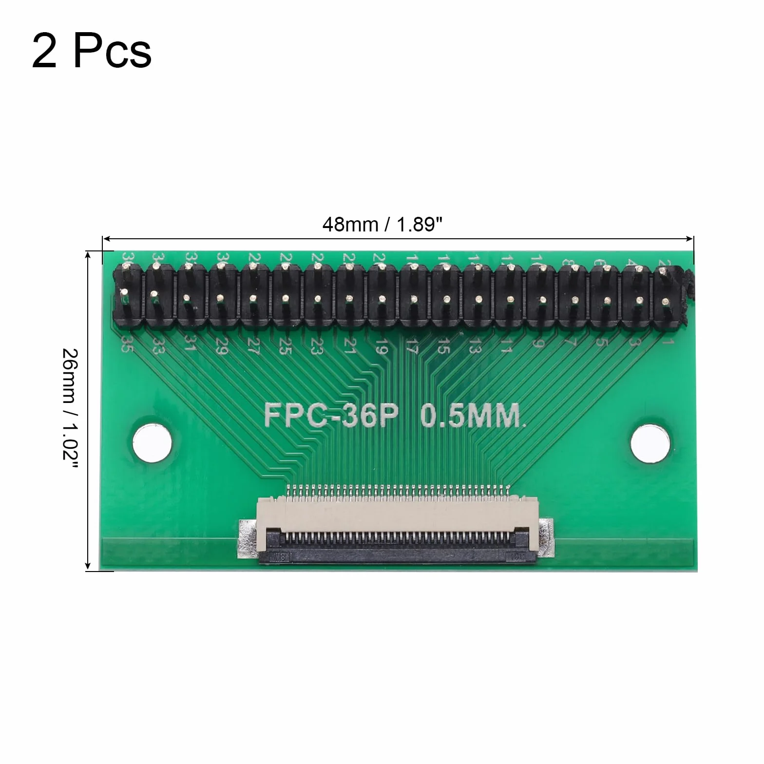 QUARKZMAN 2 szt. FFC 36-pinowe złącze karty 0,5 mm gniazdo 2,54 mm podwójny plik męski pin pasek nagłówka adaptera, płyta konwertera PCB do telewizorów LCD/aparatów cyfrowych/komputerów