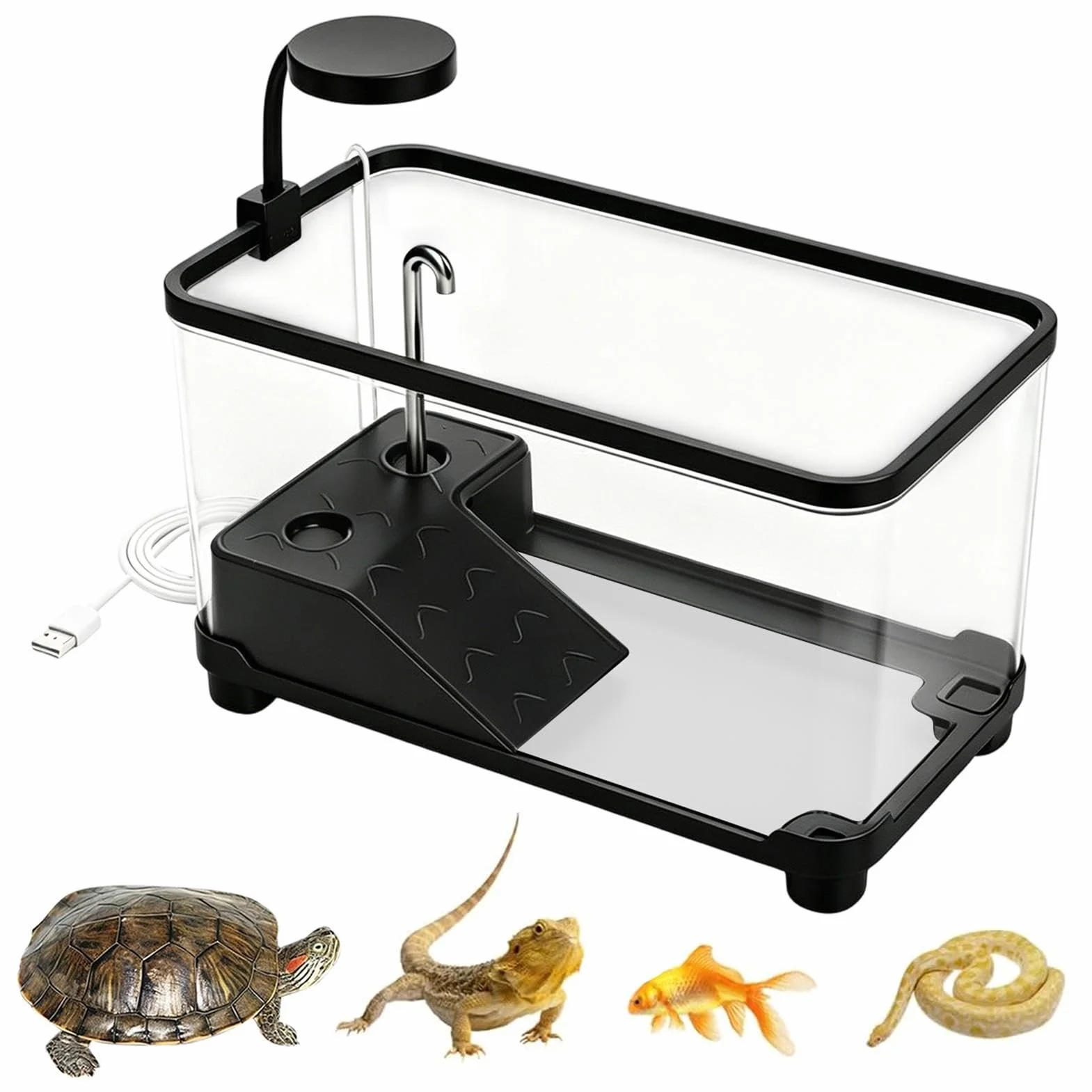 Zbiornik akwarystyczny dla żółwia Przezroczyste pudełko akwarium-terrarium | Terrarium dla żółwia do zastosowania w akademiku, sklepie, miejscu pracy, salonie, na biurku