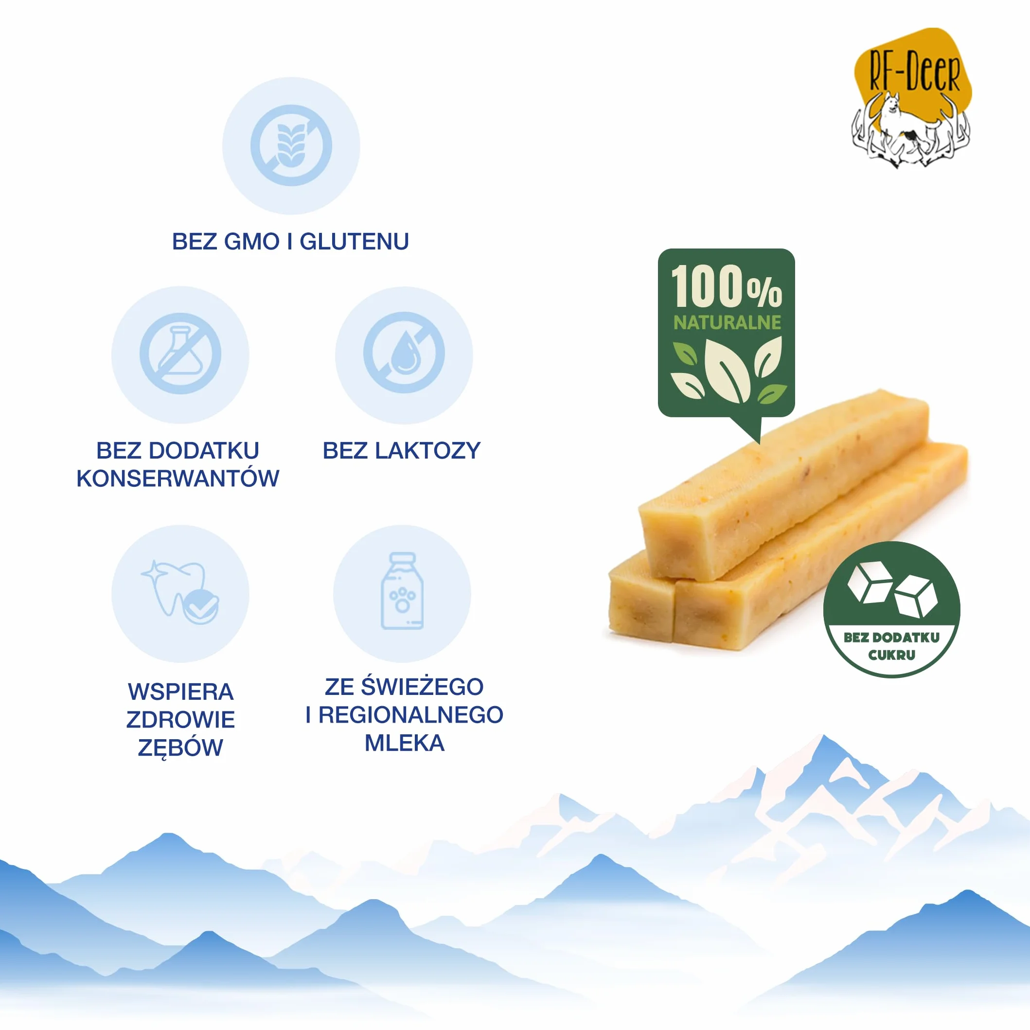 RF-Deer | Gryzak dla psa | Ser himalajski | Z mleka krów himalajskich | 100% naturalny skład | Bez GMO | Bez laktozy | Bez glutenu | Bez dodatku cukru | Wysoka zawartość białka | Rozmiar L | 1 szt