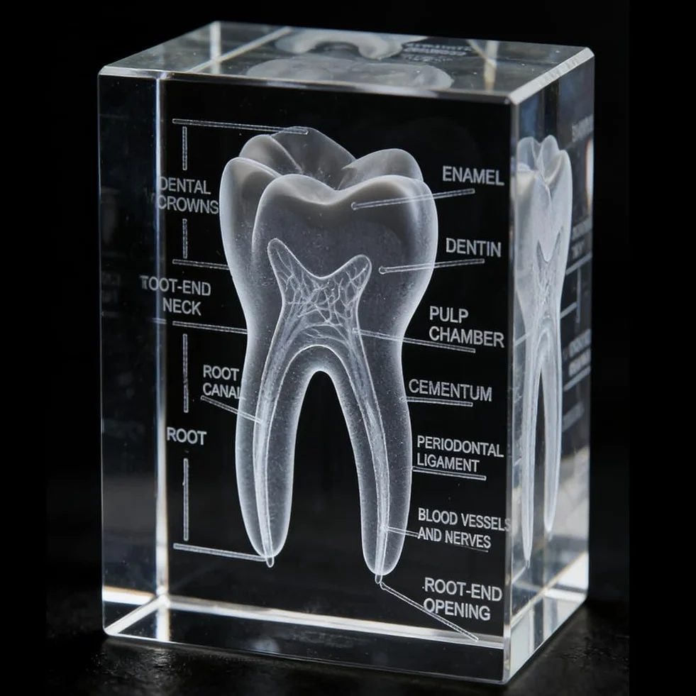 Model kryształowych zębów 3D, anatomiczne modele kryształów, precyzyjnie wytrawione modele zębów 3D, idealne dla dentystów, studentów stomatologii, dekoracja biura i wyjątkowy prezent