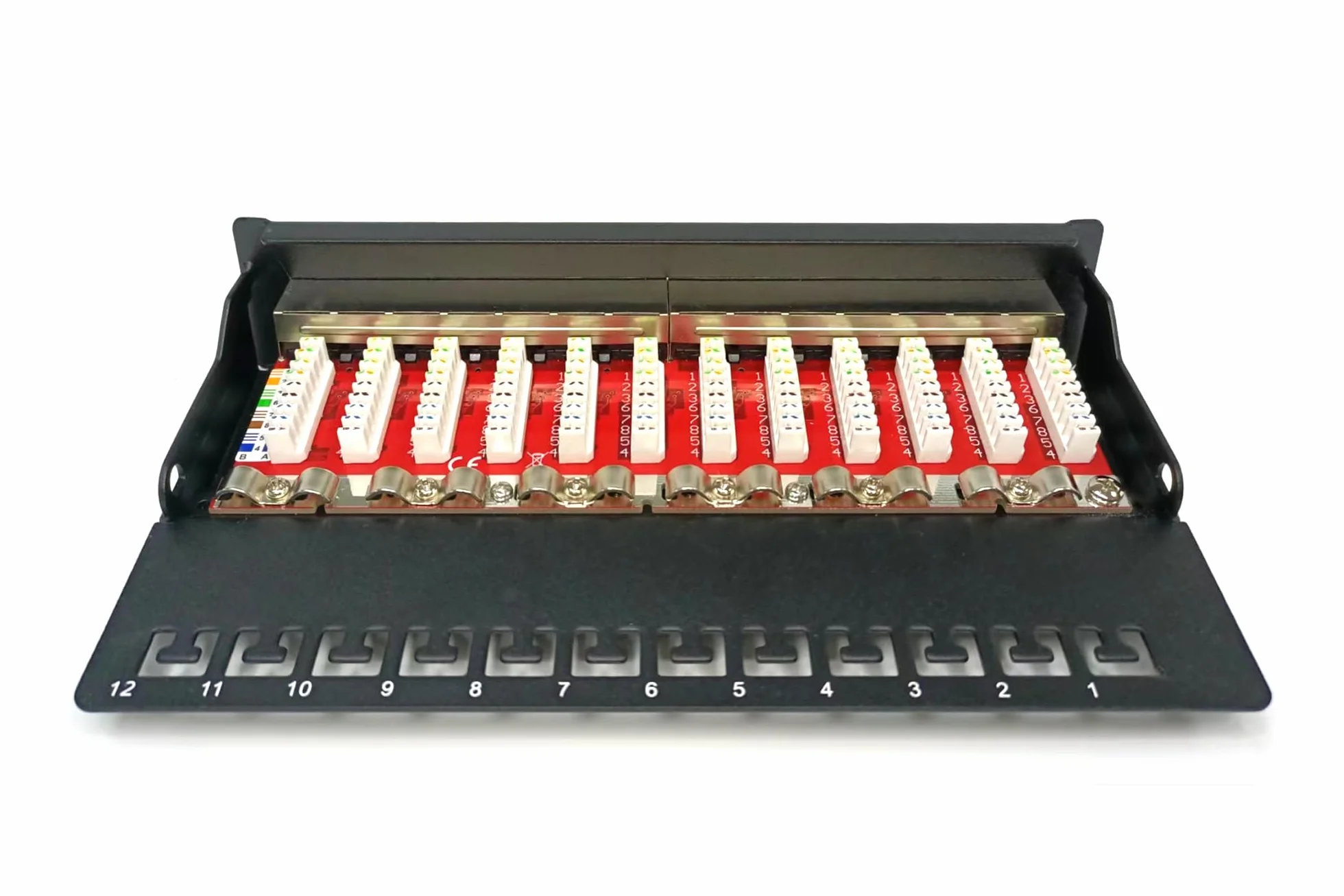DIGITUS Desktop Panel krosowy (patch panel) - Cat-6A - 12-portowy RJ45 - ekranowany - pole krosowe LSA - montaż powierzchniowy - czarny