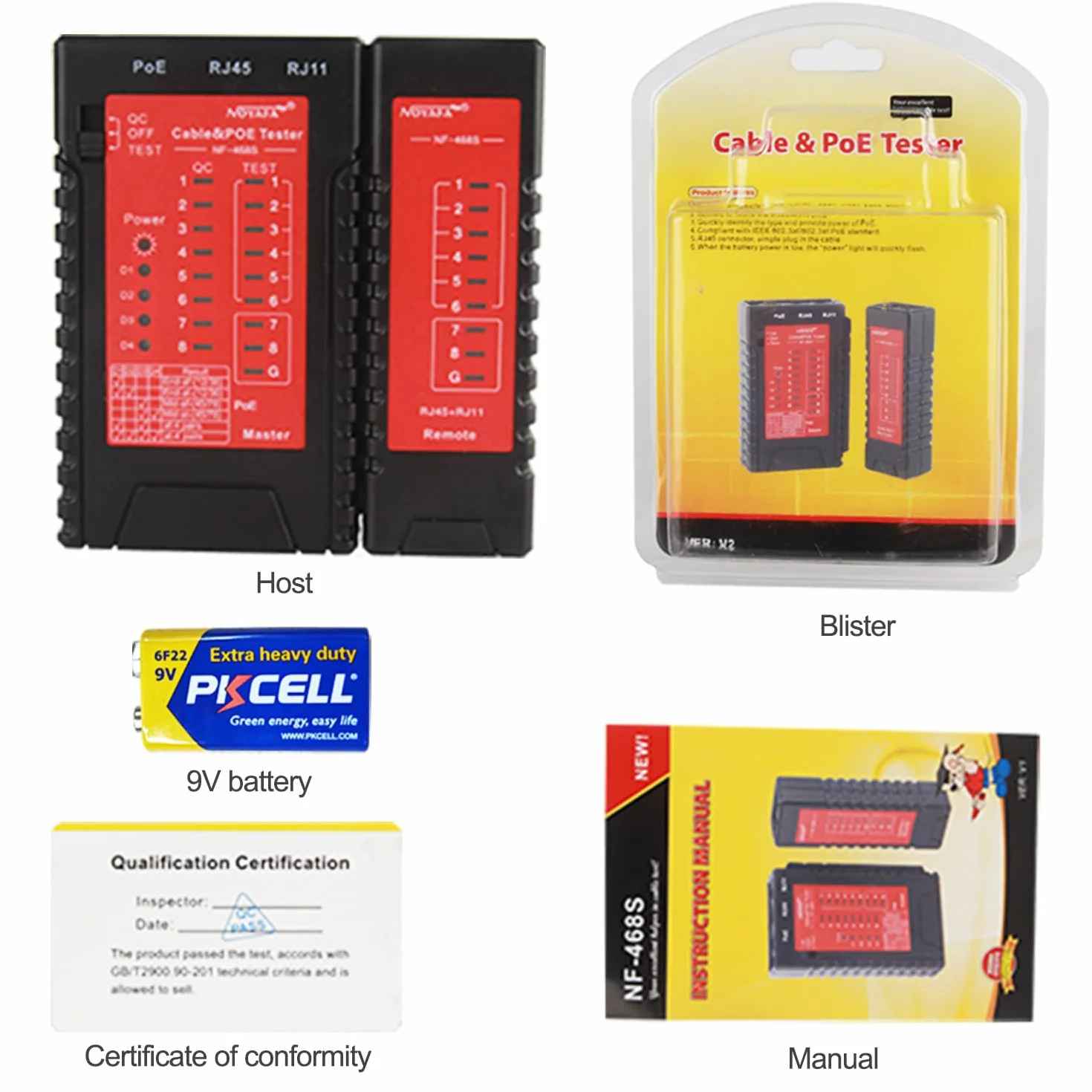 NOYAFA NF-468S Tester i mapper kabli POE Ethernet RJ45 RJ11 CAT5 CAT6 CAT5E CAT6A
