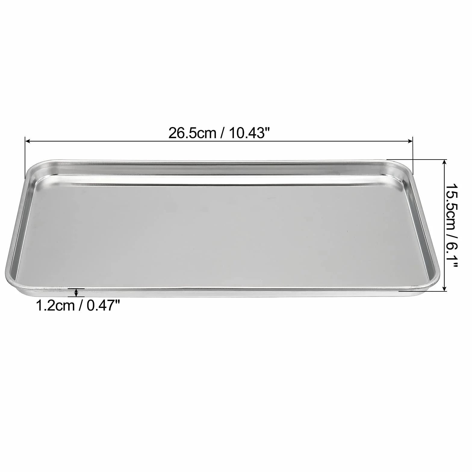 PATIKIL Taca ze stali nierdzewnej 430, 26,5 x 15,5 cm, prostokątna, płaska taca, narzędzie laboratoryjne