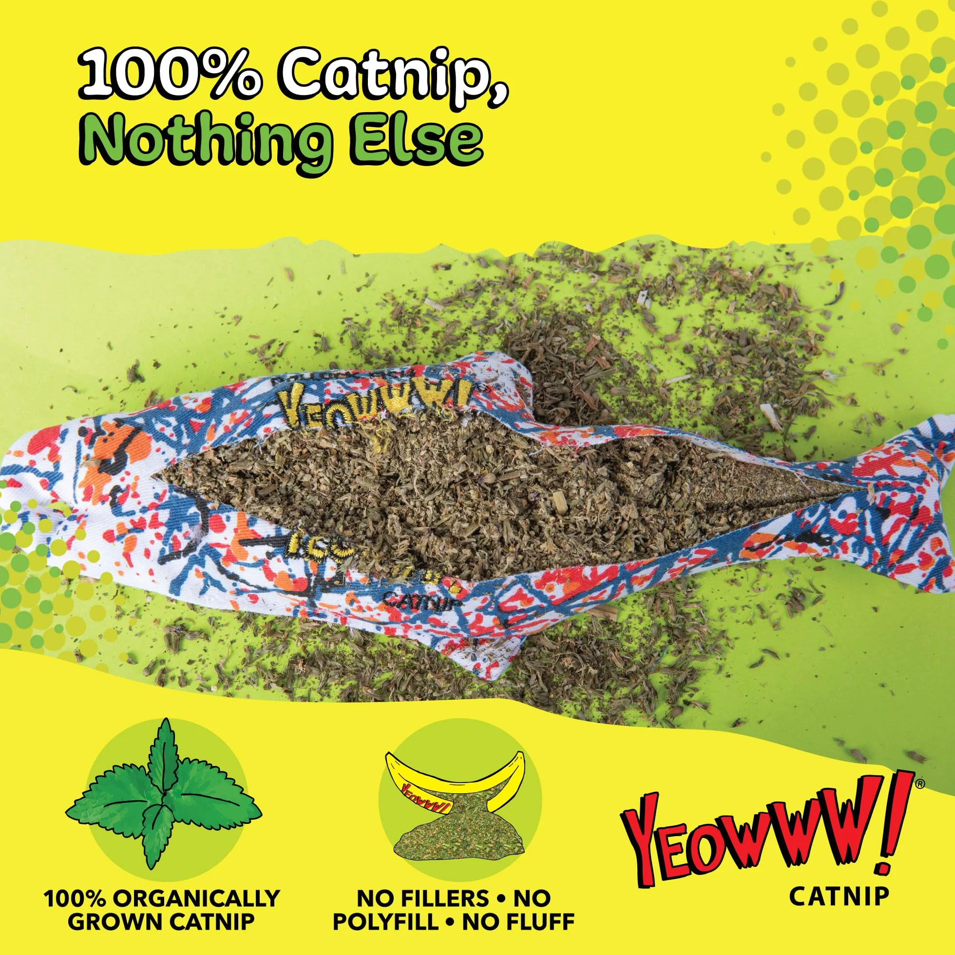 Yeowww Pollock Fish Cat zabawka, dla wszystkich ras