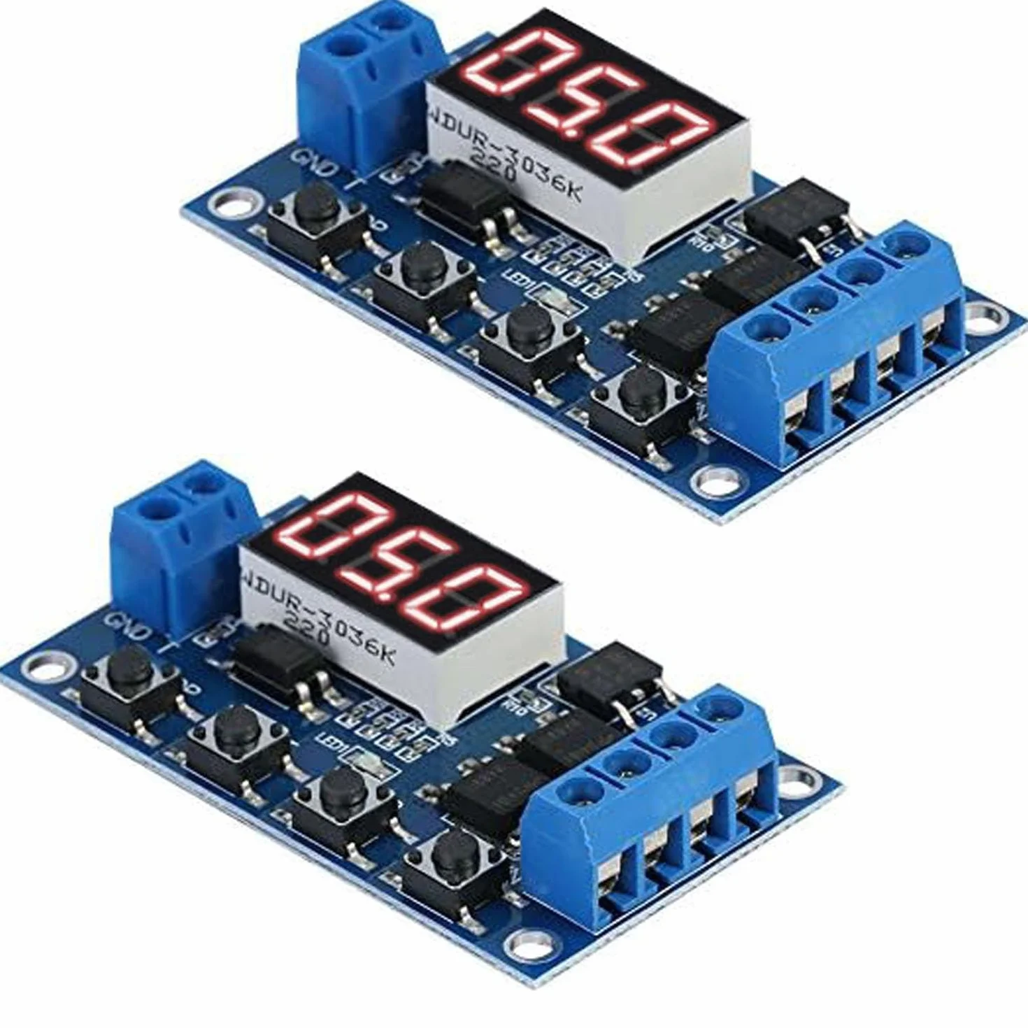 RUNCCI-YUN 2 szt. DC 5 V 12 V 24 V 36 V moduł czasowy cykl wyzwalania opóźnienie timer przełącznik włączania/wyłączania regulowany moduł przekaźnikowy z wyświetlaczem LED
