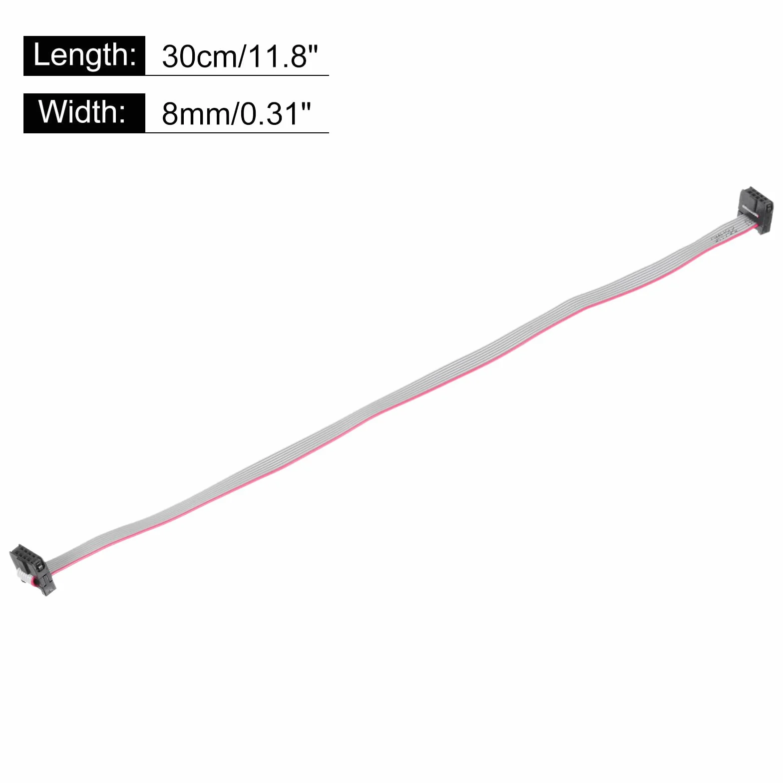 QUARKZMAN IDC 8-biegunowy kabel płaski, 2,0 mm Pitch FC na wtyczkę FC, długość 30 cm, szary drut Jumper do komputera LED wyświetlacz DVD, 2 sztuki