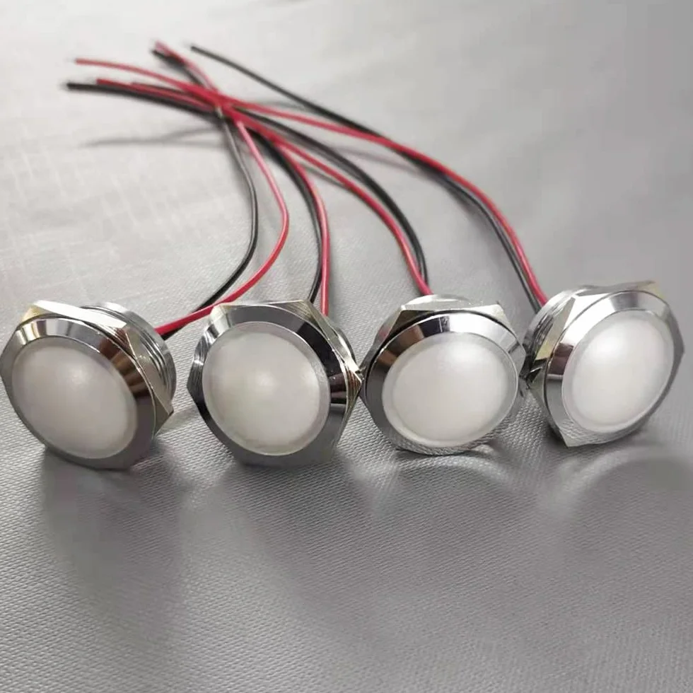 Gebildet 4 szt. AC/DC 12-24 V 20 mA Wskaźnik Oszczędzania Energii Metalowy Wskaźnik Swietlny Wodoodporna lampa Sygnalizacyjna Rozmiar Otworu 22mm Biała Dioda LED (sferyczna głowica powierzchniowa)