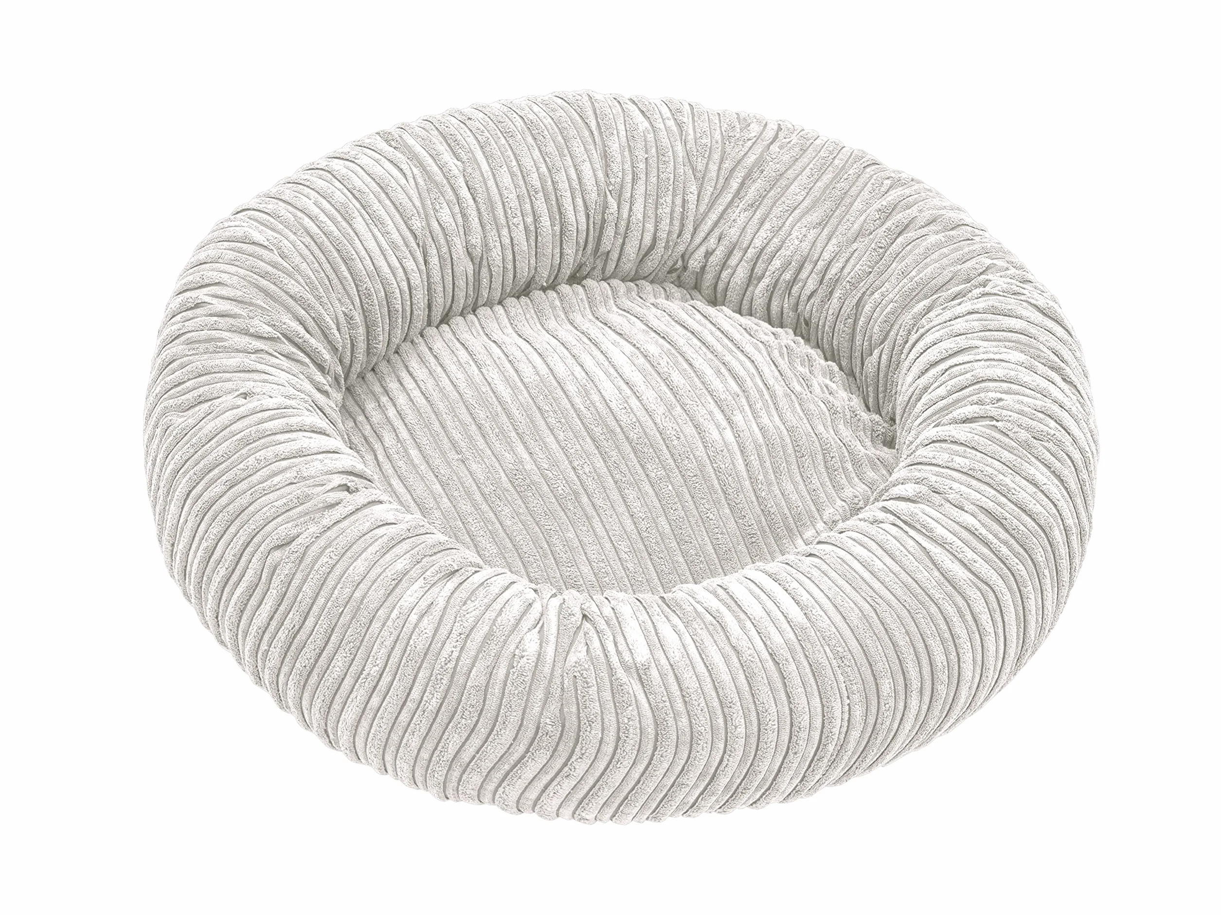 Okrągłe legowisko dla psa, sofa dla zwierząt, legowisko dla kota, ze sznurkiem, poduszka dla psa, miejsce do spania dla zwierzęcia domowego, 60 cm, 80 cm, 100 cm, kolor szary/czarny/kremowy/brązowy (L, kremowy)