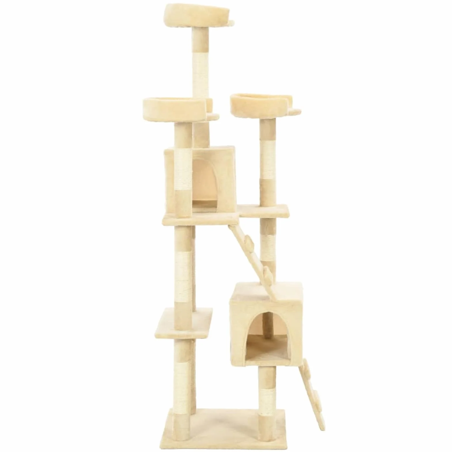Drapak dla kota z sizalowym owinięciem i platformami widokowymi – beżowy, 170 cm wysokości, 50 x 50 x 170 cm, stelaż z płyty wiórowej – idealny do drapania, zabawy i odpoczynku
