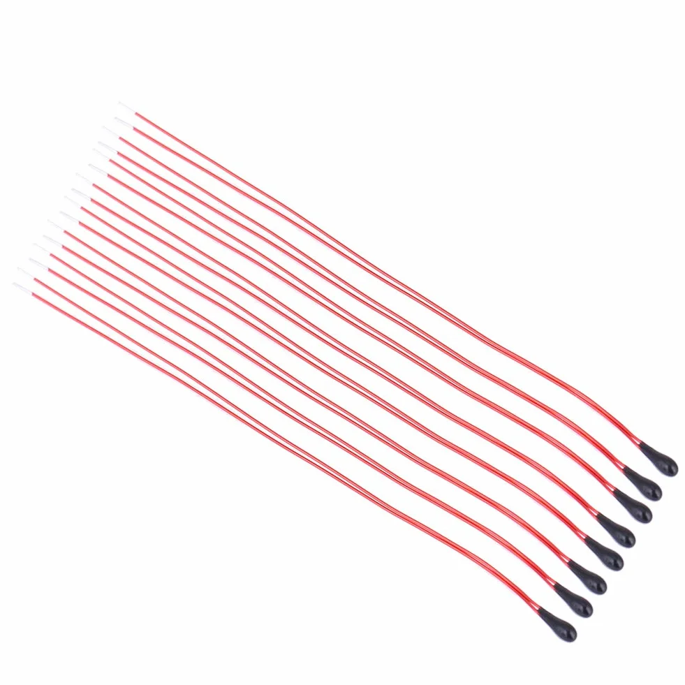 10 sztuk 1 K/5 K/10 K Ohm MF52B rezystory termistorowe o wysokiej czułości z 60mm emaliowanym przewodowym czujnikiem temperatury (10 K)
