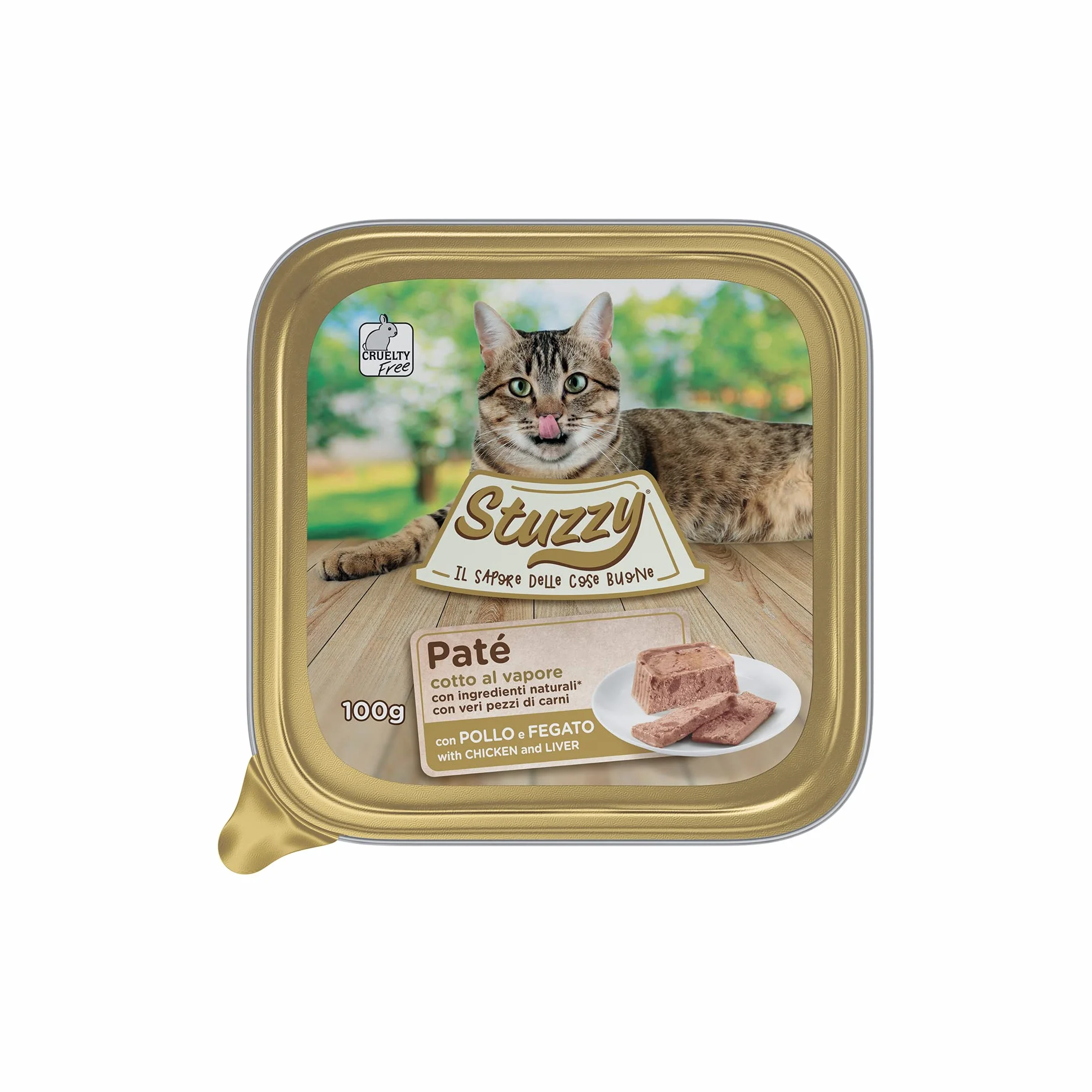Stuzzy Mister, mokra karma dla dorosłych kotów, smak kurczaka i wątroby, pasztet linowy i mięso w kawałkach - łącznie 3,2 kg (32 szklanki x 100 gr)