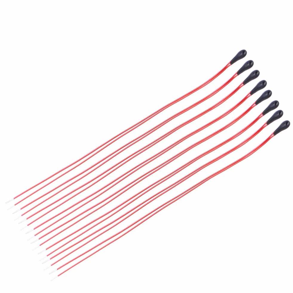 10 sztuk 1 K/5 K/10 K Ohm MF52B rezystory termistorowe o wysokiej czułości z 60mm emaliowanym przewodowym czujnikiem temperatury (10 K)