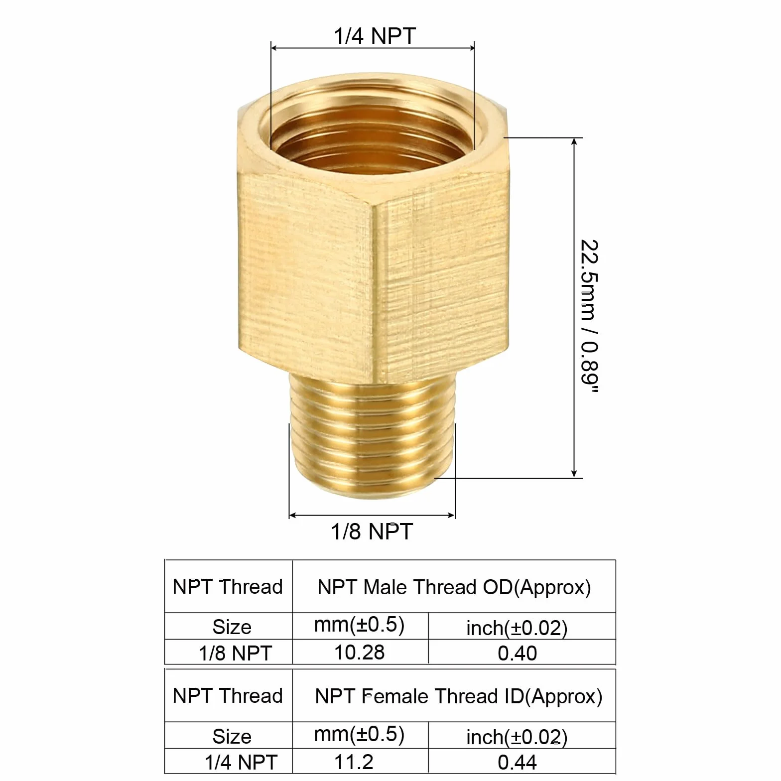 QUARKZMAN 1/8 NPT wtyczka x 1/4 NPT żeńska mosiężna złączka rurowa sześciokątna redukcja do wody i gazu 2 szt