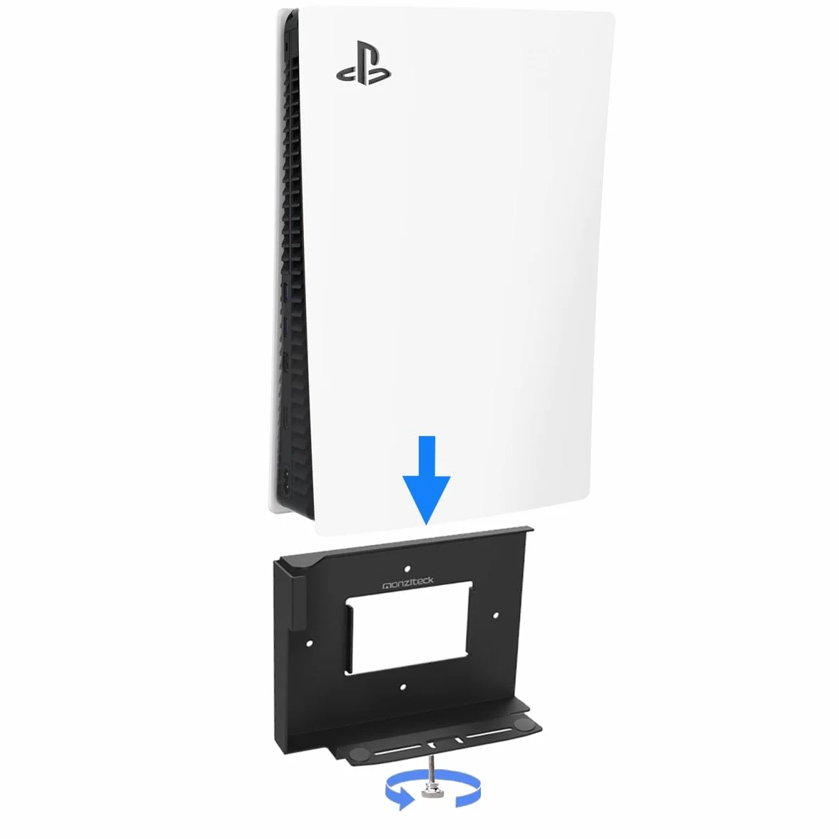 Monzlteck Wall Mount for PS5 Original Disc and Digital, All Metal Vertical Hanging, Space Saver, Easy to Install Black