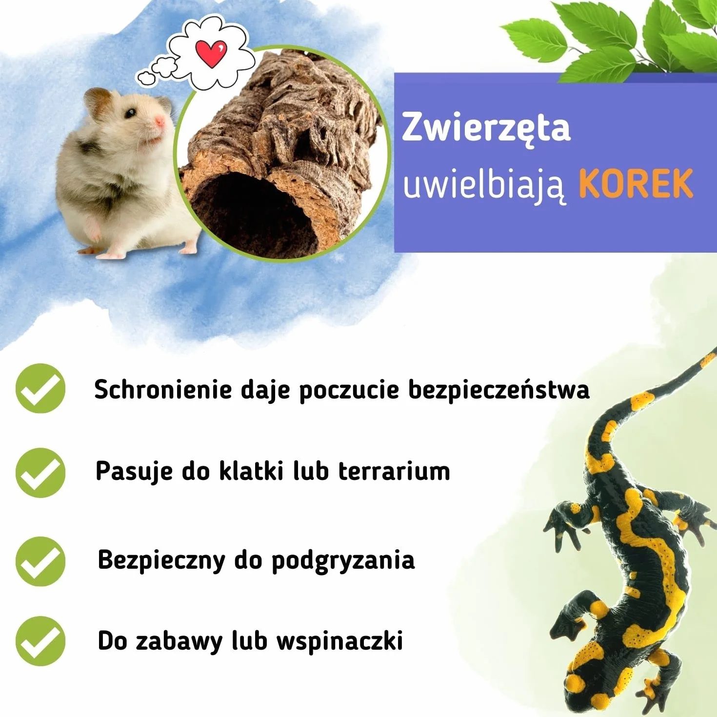 Korek tunel do terrarium naturalny - dla gryzoni i gadów dekoracja do terrarium 20x15cm