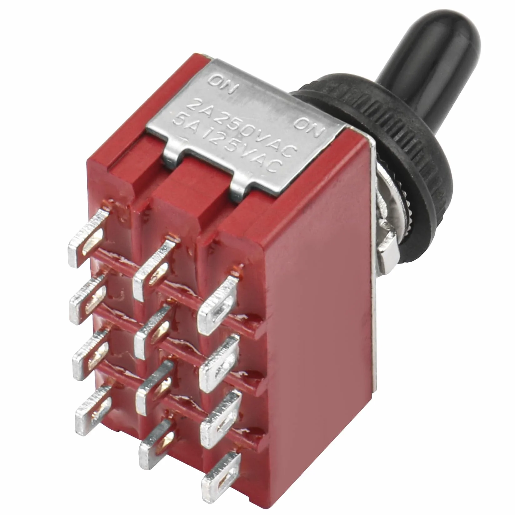 Heschen Miniaturowy przełącznik przełączający MTS-402 ON-ON 4PDT 12-biegunowy, 2 A 250 V, 5 A 120 V, UR na liście, z wodoodporną pokrywą, 2 sztuki