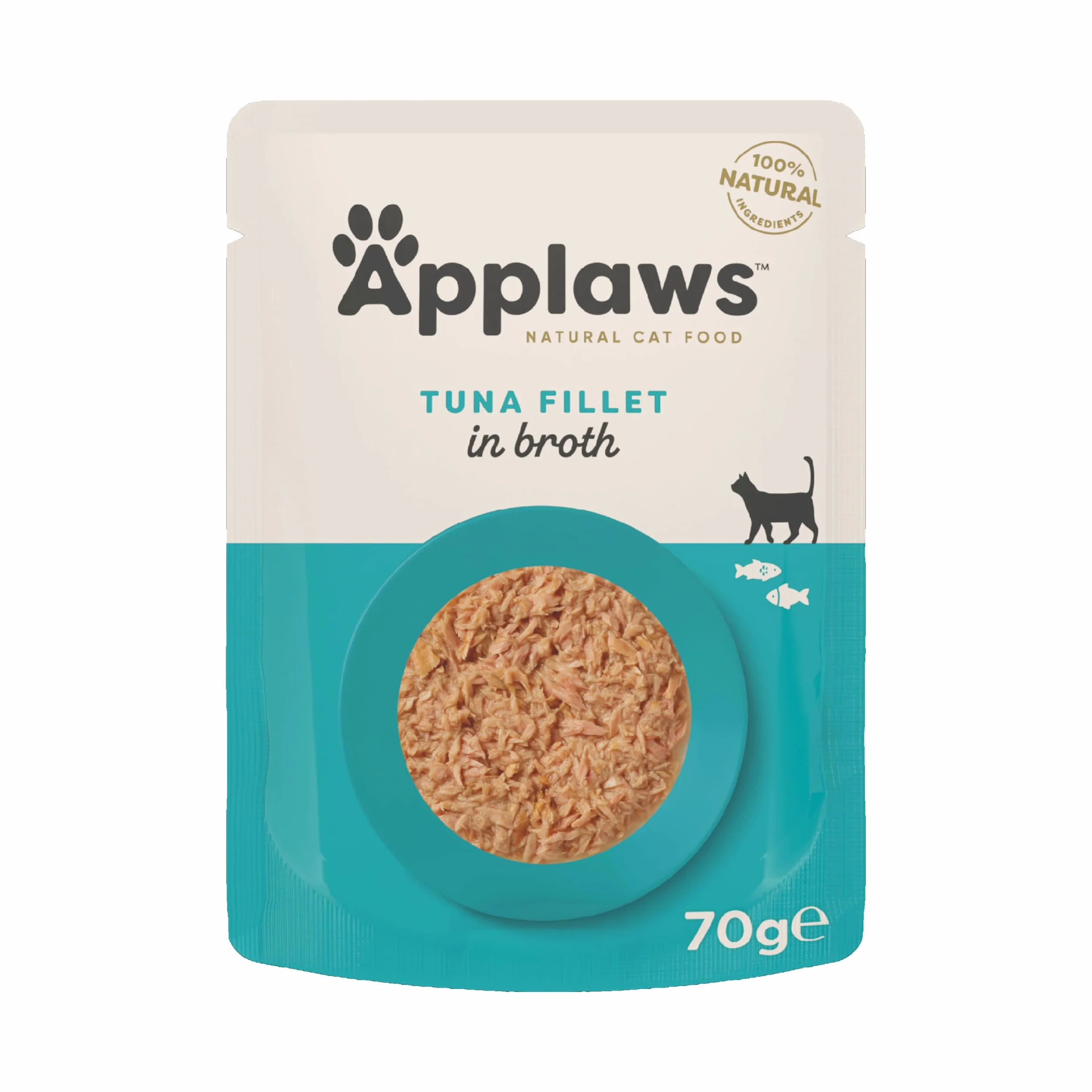 Applaws 100% naturalna mokra karma dla kotów, filet z tuńczyka w bulionie, 12 × 70 g saszetki