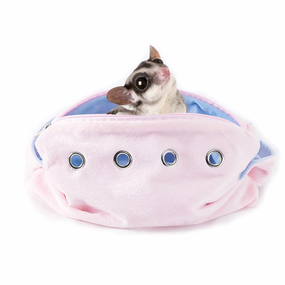 Meow&Woof Sugar Glider Torba klejąca, małe nosidełko dla zwierząt domowych, z paskiem, przytulanka, na szybowce, fretkę, szczura, jeża, chomika na zewnątrz, różowa