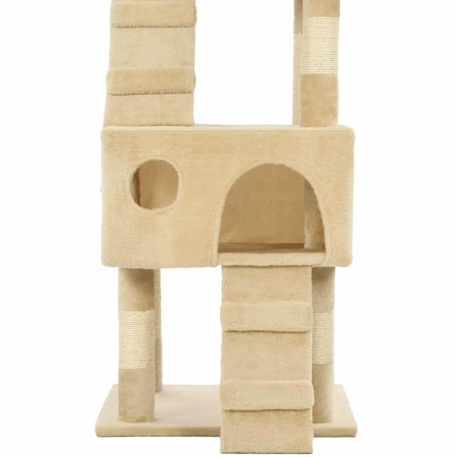 Drapak dla kota z sizalowym owinięciem i platformami widokowymi – beżowy, 170 cm wysokości, 50 x 50 x 170 cm, stelaż z płyty wiórowej – idealny do drapania, zabawy i odpoczynku