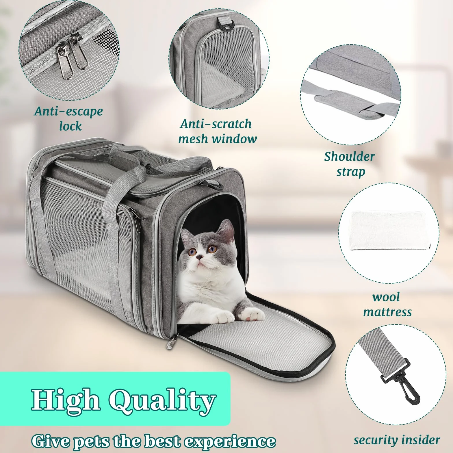 Sprifityy 45x30x30 cm torba transportowa dla kota, torba transportowa dla zwierząt domowych, składana i oddychająca torba transportowa dla kota, 7kg pudełko transportowe dla kota, pudełko transportowe