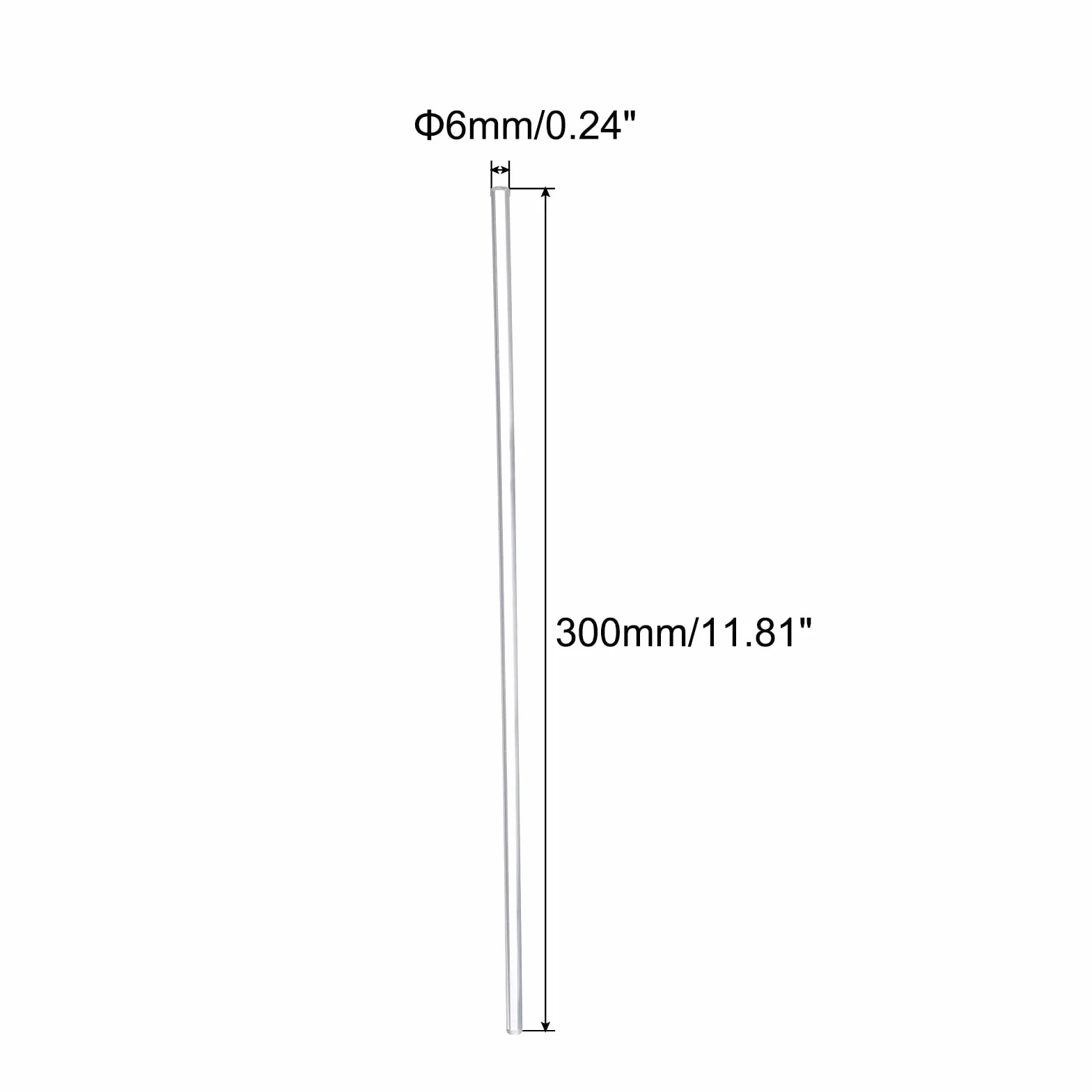 QUARKZMAN Akrylowy pręt okrągły o średnicy 6 mm, długość 12", przezroczysty, solidny plastik, PMMA, do kołków akrylowych, do majsterkowania, rzemiosła artystycznego, 15 szt