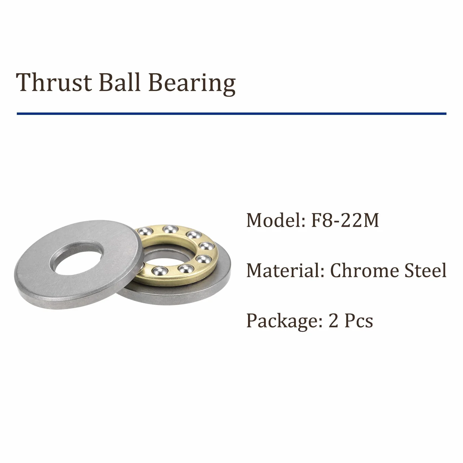 2 szt. F8-22M Push Ball Bearing - [8mm x 22mm x 7mm] Miniaturowe łożysko kulkowe oporowe ze stali chromowanej z podkładką do narzędzi maszynowych