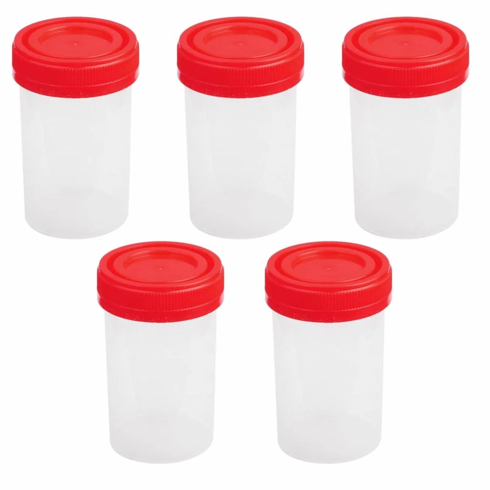 Sterylny plastikowy kubek na próbki 60 ml z podziałką i pokrywką