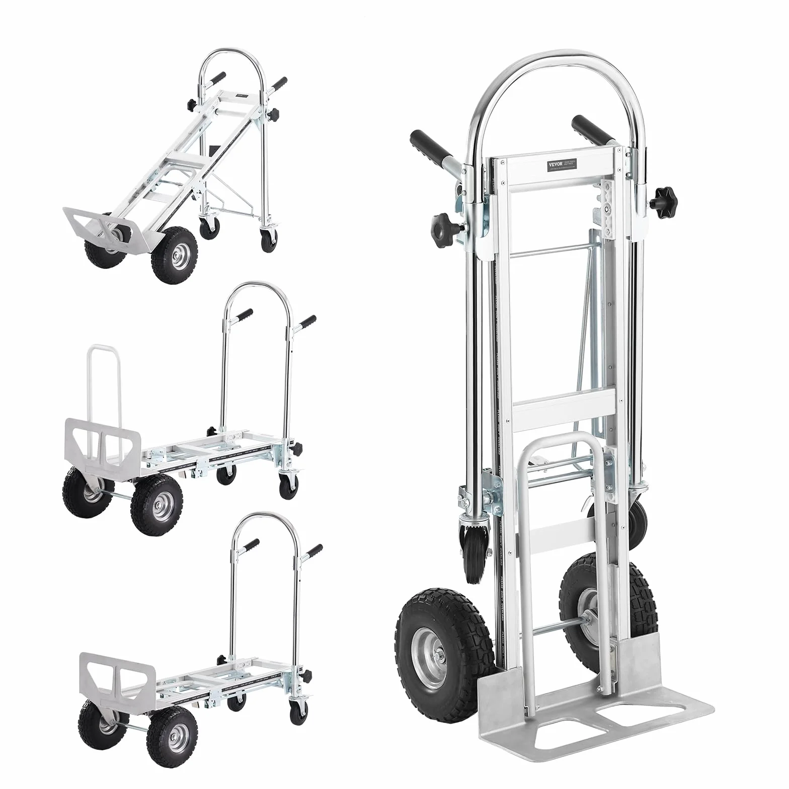 VEVOR Aluminiowy składany wózek transportowy 4 w 1 454 kg koła guma PU