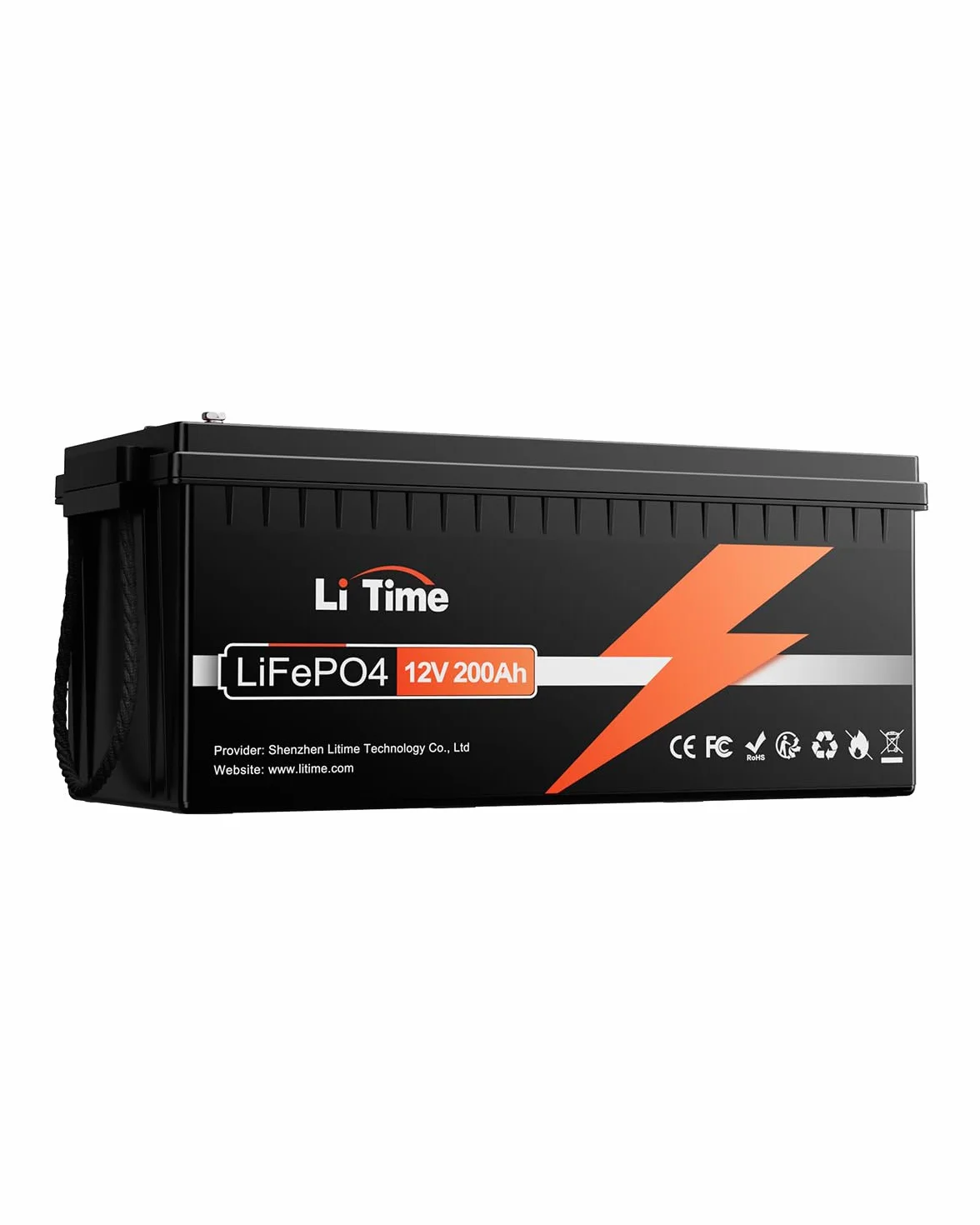 LiTime Bateria Litowa 12V 200Ah, Akumulator LiFEPO4 do 15,000 cykli, Bateria Lifepo4 Wbudowany 100A BMS Nadaje Się Do Przyczep Kempingowych, Baterii Słonecznych, Łodzi, Silników Trolingowych