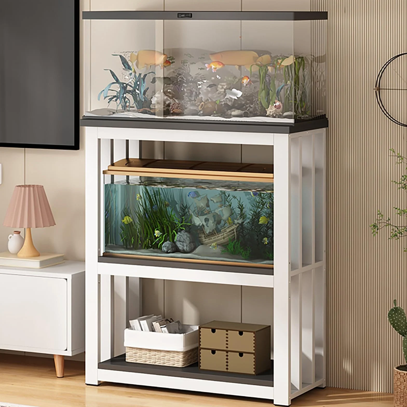 Generisch Wytrzymała, trzypoziomowa szafka podwodna do akwariów (40-120 cm) i terrariów – trwała półka i uchwyt na terrarium do pomieszczeń mieszkalnych